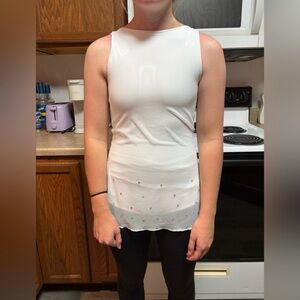 White rhinestone studded sheer dance costume